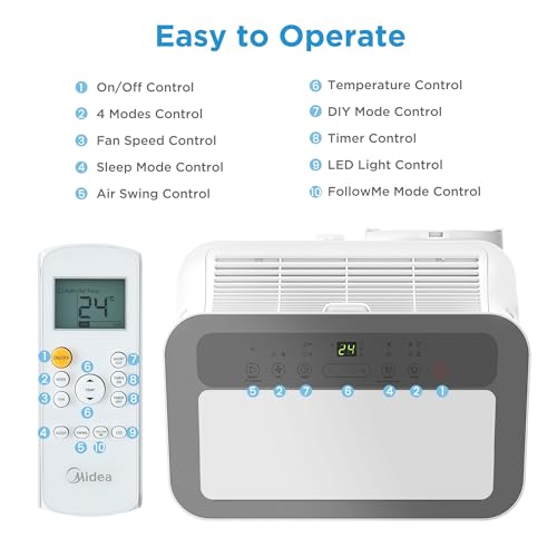Midea Mobile Klimaanlage 9000 BTU – Silent Cool 26 Pro WF, 3-in-1 mit App, Alexa, Google Home, Abluftschlauch, für Räume bis 88 m³