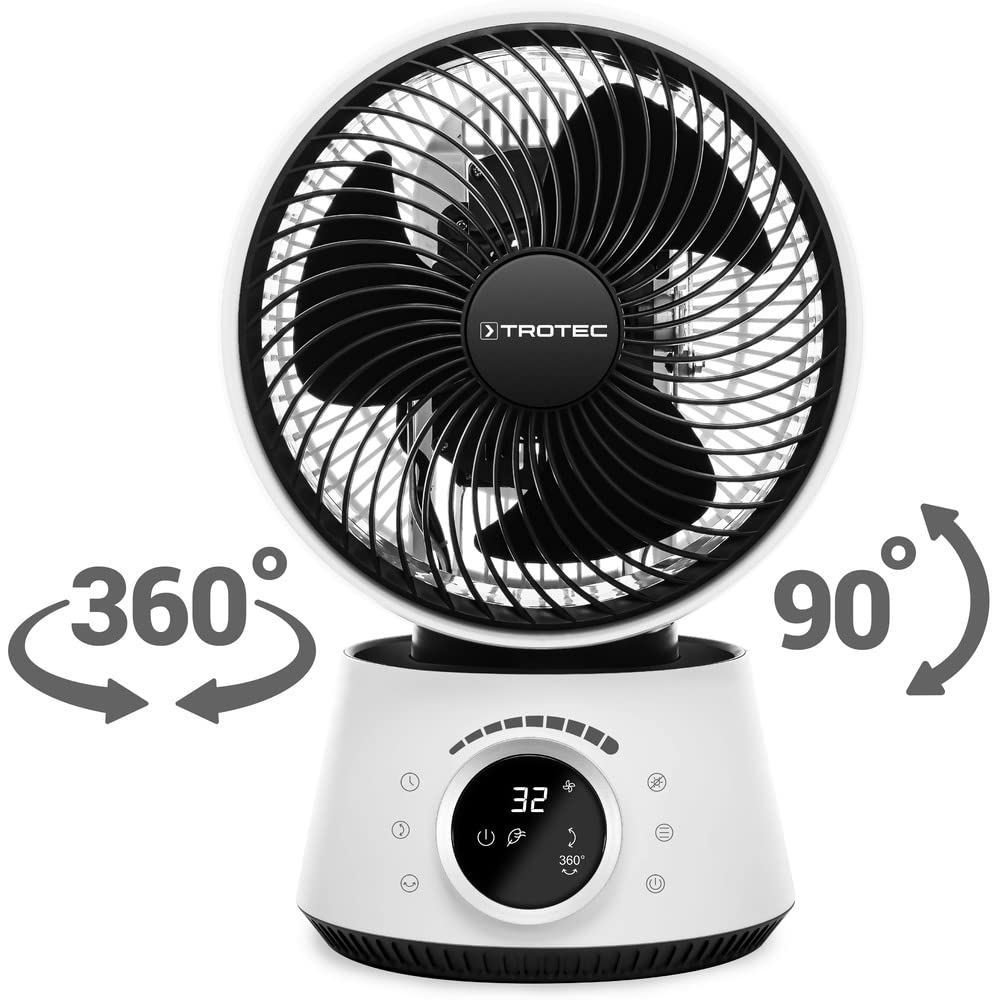 TROTEC 360°-Turbo-Ventilator TVE 100, 26W, 32 Geschwindigkeiten, Duftöl-Diffuser, Timer (1-12 Std), IR-Fernbedienung