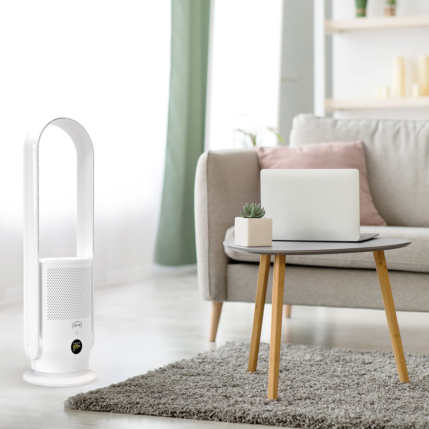 nm djive ARC 2in1 Turmventilator & Luftreiniger HEPA 14, leise, Alexa-kompatibel, App, Fernbedienung, oszillierend, weiß