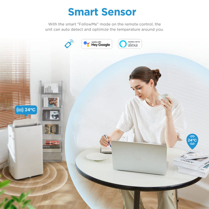 Midea Mobile Klimaanlage 9000 BTU – Silent Cool 26 Pro WF, 3-in-1 mit App, Alexa, Google Home, Abluftschlauch, für Räume bis 88 m³