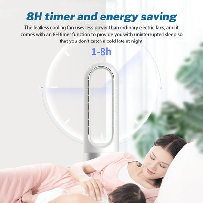 Rotorloser Ventilator mit Luftreiniger, 18-Zoll, leise, 8 Geschwindigkeiten, 80° Oszillation, Fernbedienung, 8H Timer, LED-Anzeige, Bladeless, Silber